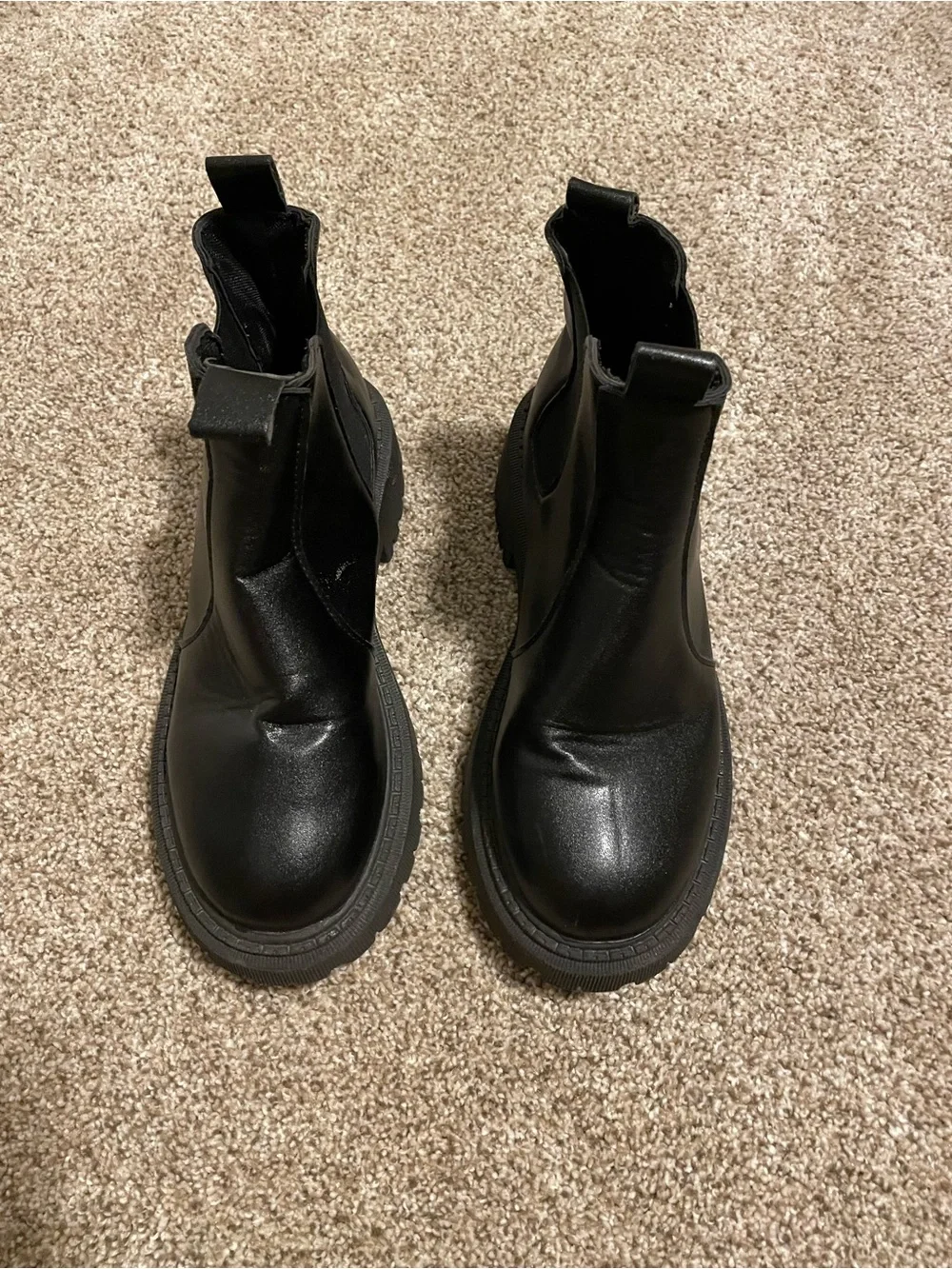 Black Chelsea Lug Sole Ankle Boots